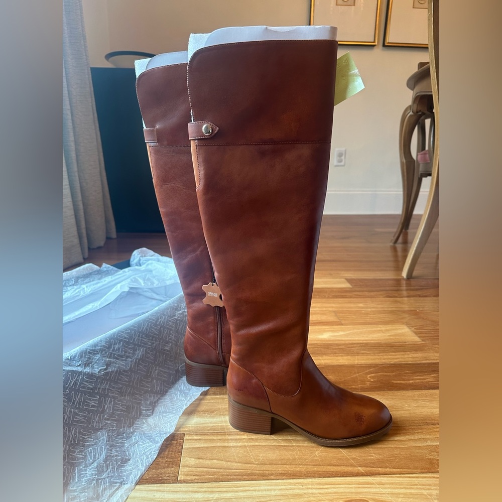 INC Cognac leather Over the Knee boots
